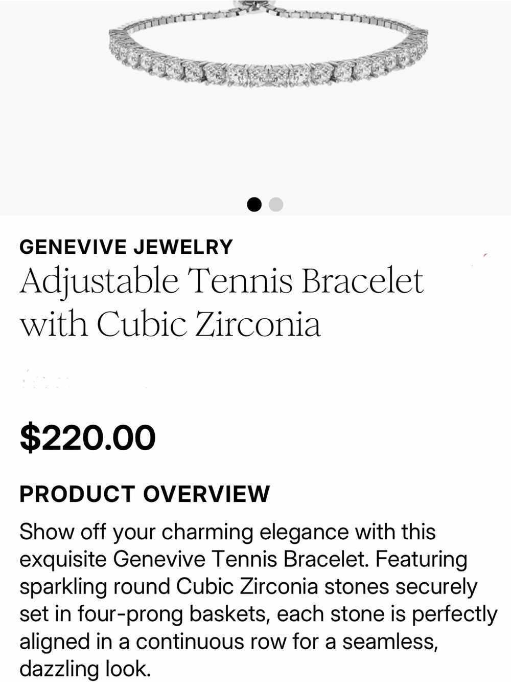 Classic Adjustable Tennis Bracelet with CZ Stones Set in Silver - Picture 4 of 9